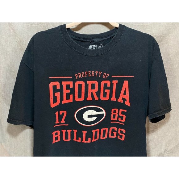 Georgia Bulldogs Russel Shirt Adult Large Black Spell Out Pullover‎ Tee Mens - Picture 2 of 8